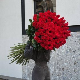 35 гигантских красных роз 150 см