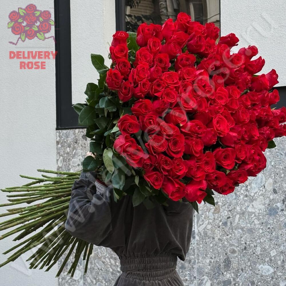 35 гигантских красных роз 180см
