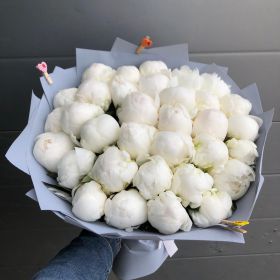 Букет белых пионов - 35 шт.